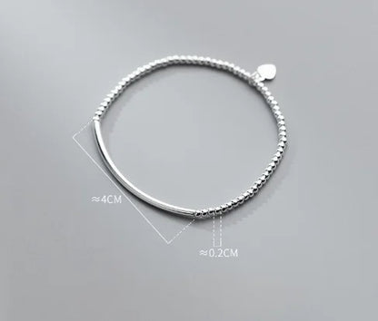 Silver Simple Heart Beads Bracelet